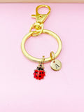 Gold or Silver TINY Red Ladybug Charm Keychain Everyday Gift Idea Personalized Customized Made to Order Jewelry, BN4555
