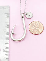 Silver Fishhook Charm Necklace, Gift Ideas, N1562