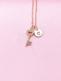 Rose Gold Key Heart Charm Necklace, N1497