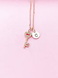 Rose Gold Key Heart Charm Necklace, N1497