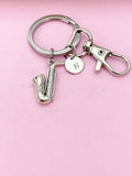 Silver Saxophone Musical Instrument Charm Keychain, N5471A
