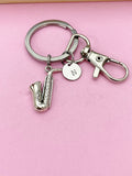 Silver Saxophone Musical Instrument Charm Keychain, N5471A