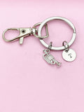 Trumpet Keychain, Silver Charm, Initial Charm, Music Gift
