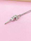 Halloween Raven Bird Skull Necklace, Gothic Jewelry, N975D