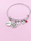 Best Christmas Gift Sister Bracelet, Sunflower Charm, Sister Charm, Heart Charm Bracelet, Sister Gift, Personalized Gift, N3926