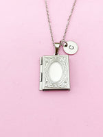 Silver Book Locket Charm Necklace, N4917A