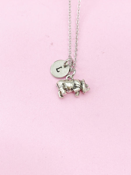 Silver Rhinoceros Charm Necklace, N5125
