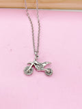 Silver Motorcycle Charm Necklace, N3589A