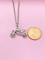 Silver Motorcycle Charm Necklace, N3589A