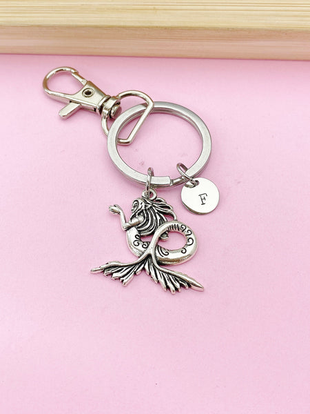 Silver or Gold Mermaid Charm Keychain, N5696