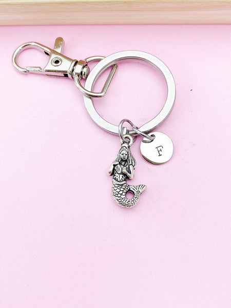 Silver or Bronze Mermaid Charm Keychain, N5697