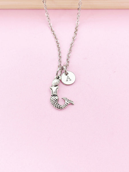 Silver Mermaid Charm Necklace, Christmas Gift for Sister, N5695D