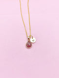 Gold Strawberry Quartz Necklace, Natural Gemstone Jewelry, N4945