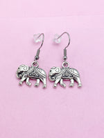 Silver Elephant Charm Dangle Earrings, N1010A