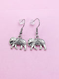 Silver Elephant Charm Dangle Earrings, N1010A