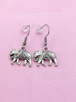 Silver Elephant Charm Dangle Earrings, N1010A
