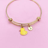 Gold Cute Yellow Duck Duckling Bird Bracelet, N4353A