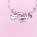 Thank you Bracelet, Water Polo Volleyball Heart Charm, Coach Gifts, N115A