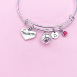 Thank you Bracelet, Water Polo Volleyball Heart Charm, Coach Gifts, N115A