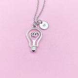 Silver Light Bulb Charm Necklace, N1750