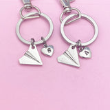 Best Friends Airplane Keychain Set, Initial Charm