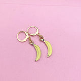 Gold Yellow Banana Earrings, Foodie Earrings, N3191