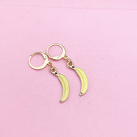 Gold Yellow Banana Earrings, Foodie Earrings, N3191