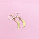 Gold Yellow Banana Earrings, Foodie Earrings, N3191