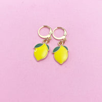 Yellow Green Lemon Earrings, Gold Lemon Lime Earrings, N4753B