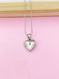 Silver TINY Heart Locket Necklace Personalized Customized Monogram Made to Order Jewelry, D392