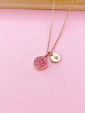 Rose Gold Pink Druzy Necklace, N5259