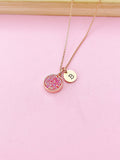 Rose Gold Pink Druzy Necklace, N5259