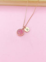 Rose Gold Pink Druzy Necklace, N5259