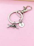 Silver Grasshopper Keychain, Initial Charm, Personalized Gift