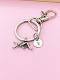 Silver Grasshopper Keychain, Initial Charm, Personalized Gift