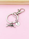 Silver Grasshopper Keychain, Initial Charm, Personalized Gift
