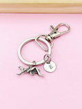 Silver Grasshopper Keychain, Initial Charm, Personalized Gift