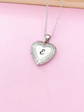Silver Heart Locket Necklace Personalized Customized Monogram Made to Order Jewelry, D324M