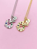 Gold or Silver Artist Palette Charm Necklace, N4054A