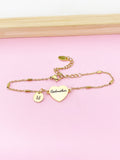 Godmother Gifts, Gold Godmother Bracelet, Heart, Godmother Jewelry, Mother's Day Gift, Godmother Goddaughter Gift, D260