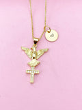 Gold Holy Spirit Dove Cross Necklace, N4815