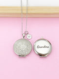 Silver Flower Locket Charm Necklace, Nina, Grandma, Grandmother, Mom, Aunt, Great Aunt, Great Grandma, Godmother, Godsister, Option D460