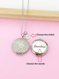 Silver Flower Locket Charm Necklace, Nina, Grandma, Grandmother, Mom, Aunt, Great Aunt, Great Grandma, Godmother, Godsister, Option D460