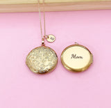 Rose Gold Mom Flower Locket Charm Necklace, Nina, Grandma, Grandmother, Mom, Great Aunt, Great Grandma, Godmother, Godsister, Option D462