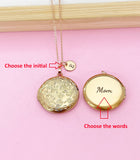 Rose Gold Mom Flower Locket Charm Necklace, Nina, Grandma, Grandmother, Mom, Great Aunt, Great Grandma, Godmother, Godsister, Option D462