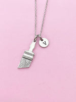 Silver Paintbrush Charm Necklace, Artist Gifts, N1507B