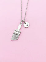 Silver Paintbrush Charm Necklace, Artist Gifts, N1507B