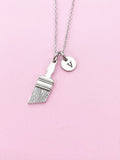 Silver Paintbrush Charm Necklace, Artist Gifts, N1507B