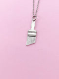 Silver Paintbrush Charm Necklace, Artist Gifts, N1507Z
