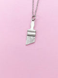 Silver Paintbrush Charm Necklace, Artist Gifts, N1507Z